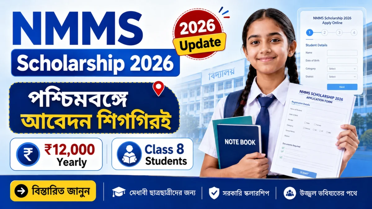 NMMS Scholarship 2026 West Bengal application process for Class 8 students
