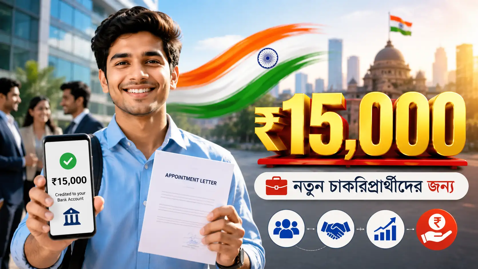 প্রধানমন্ত্রী বিকশিত ভারত রোজগার যোজনা ২০২৬ নতুন চাকরিপ্রার্থীদের জন্য ১৫০০০ টাকা সহায়তা