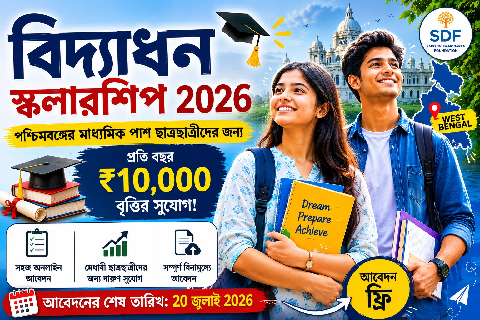 Vidyadhan Scholarship 2026 পশ্চিমবঙ্গের ছাত্রছাত্রীদের জন্য 10000 টাকা বৃত্তির সুযোগ