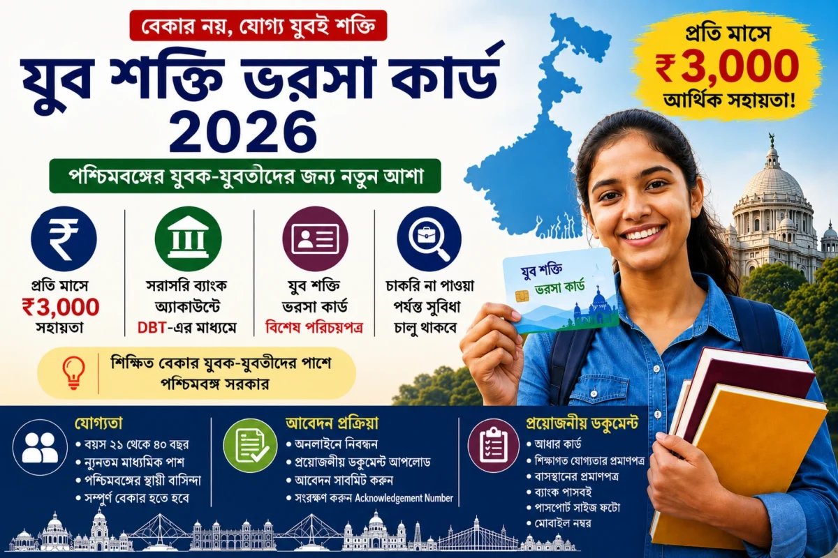 Yuva Shakti Bharosa Card 2026 পশ্চিমবঙ্গের বেকার যুবকদের জন্য মাসিক ৩০০০ টাকা সহায়তা