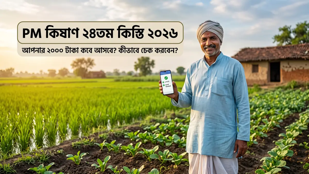 PM Kisan 24th Installment 2026 status check online by a farmer, পিএম কিষাণ ২৪তম কিস্তি ২০২৬ স্ট্যাটাস চেক